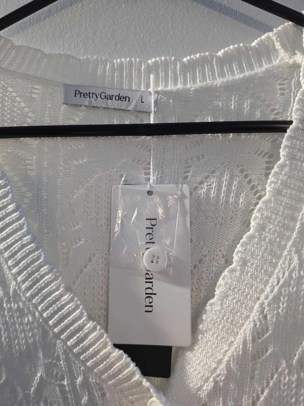 PrettyGarden White Knit Cardigan Sweater